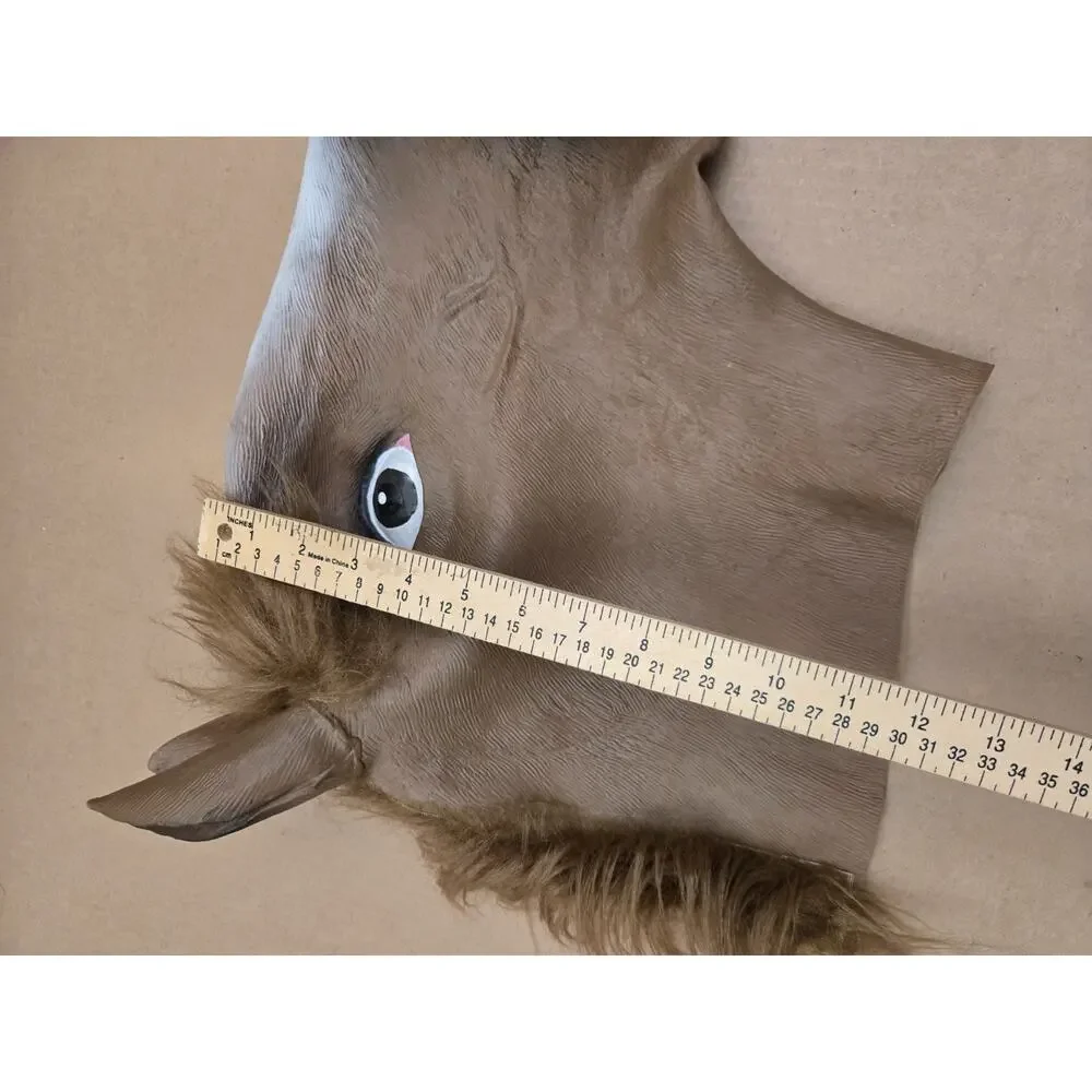 Adult Horse Head Halloween Mask Animal Cosplay Costume Party EUC